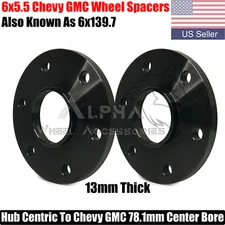 2Pc 6x5.5 Hub Centric Wheel Spacers 1/2" (13mm) For Chevy 1500 GMC 78.1mm CB
