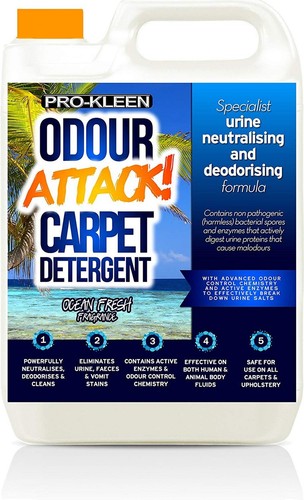 Pro-Kleen Odour Attack! Urine Carpet Cleaner Enzyme Shampoo Ocean Fresh 5L - Picture 1 of 6
