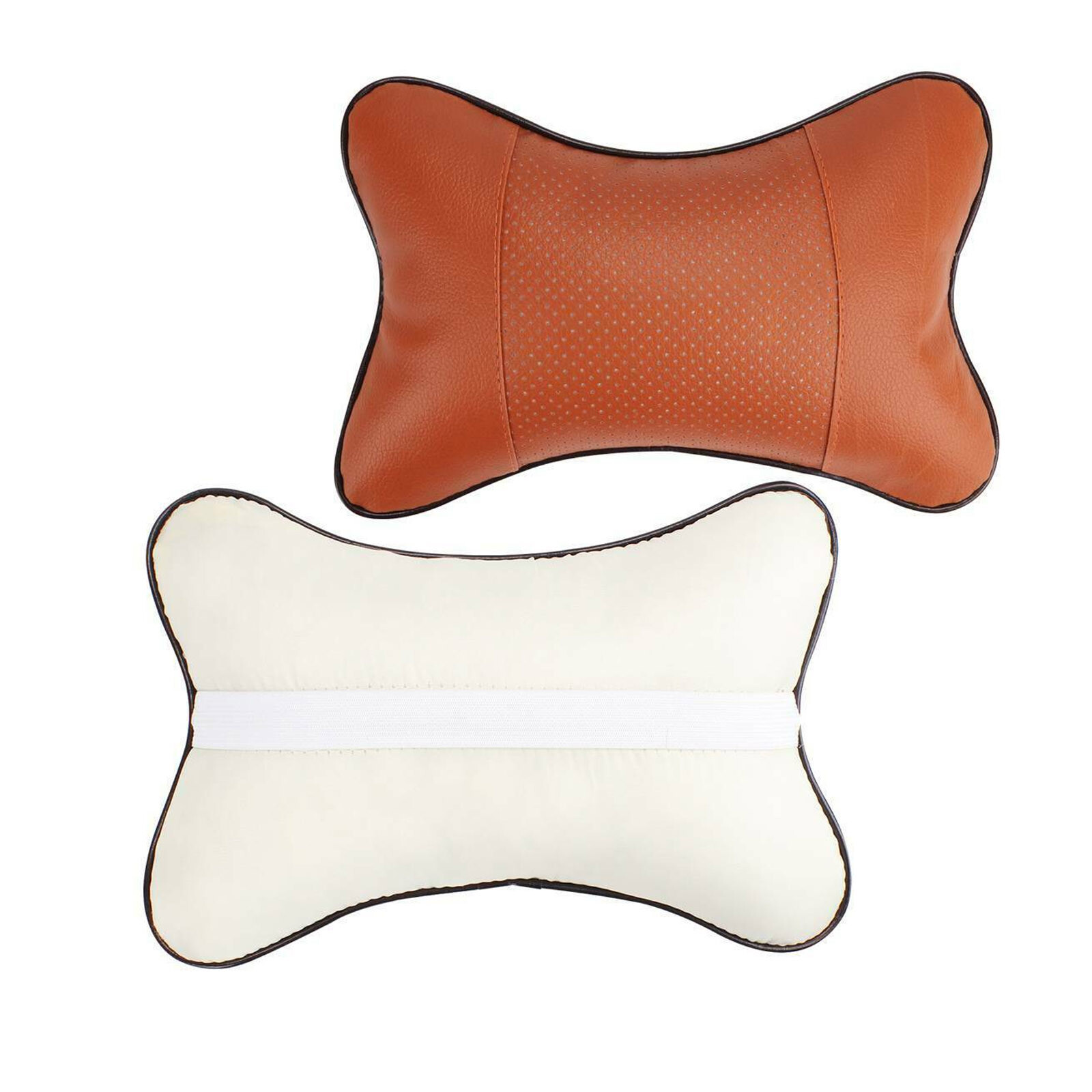 2Pcs Car Seat Head Neck Rest Leather Support Cushion Pad HeadRest Bone