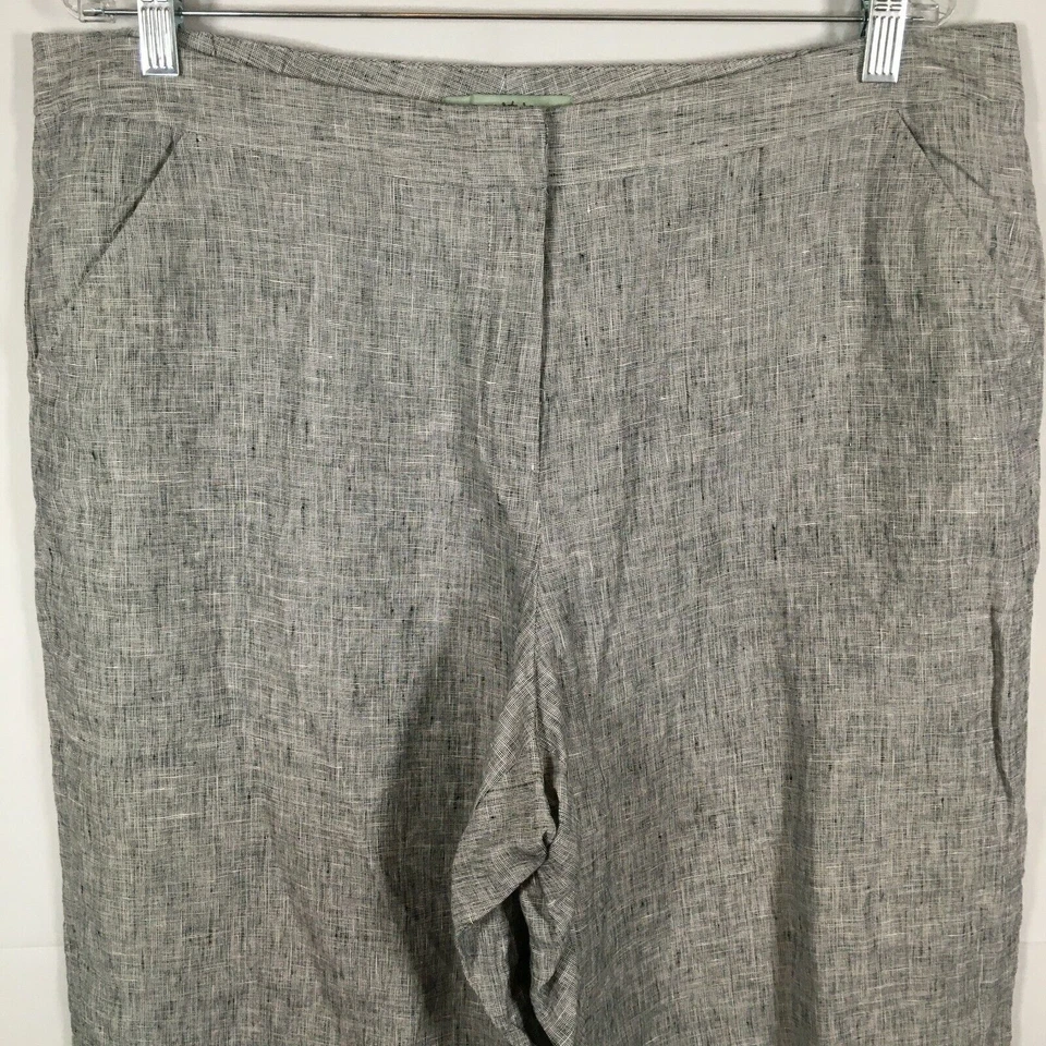 Pantalones Nurture para mujer talla XL gris lino tiro alto pierna recta culotte capri Foto 2 de 4