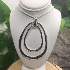 28-30 Long Sweater Necklace 3 Pendant Silver-Tone New Free Ship 6567