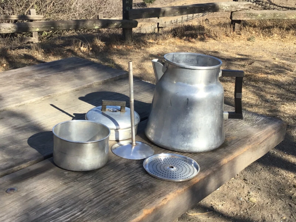 Vintage Aluminum Cowboy Coffee Pot Percolator Camping Camp Stove