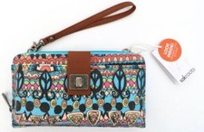 New NWT Sakroots Artist Circle Aqua and Black Peace Smartphone Crossbody Purse