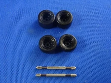 (1) NEW SET HO ROAD RACE REPLICAS BLACK WHEELS TIRES AXLES  - AURORA  T-JET RRR