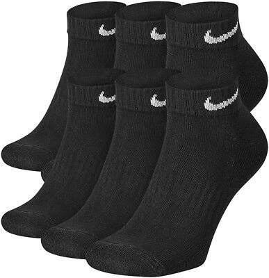 Nike Everyday Cushion Low Training Socks MENS 6-8 BLACK/WHITE 888408285157| 