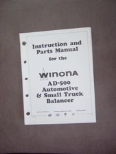 Winona Van Norman Model AD-500 Crankshaft Balancer Manual