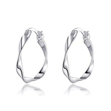 Image of Sterling Silver Twist Hoop Earrings