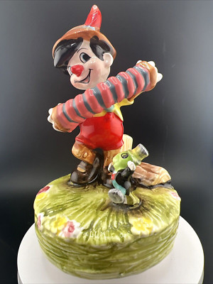 Disney SCHMID Pinocchio Ceramic Music Figurine Made in Japan Vintage