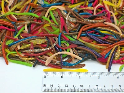 STAFFS FISHING LURES 75 Mixed Colors 2.5" MICRO TROUT PADDLE WORM Soft Plastic Fishing Bait Crappie