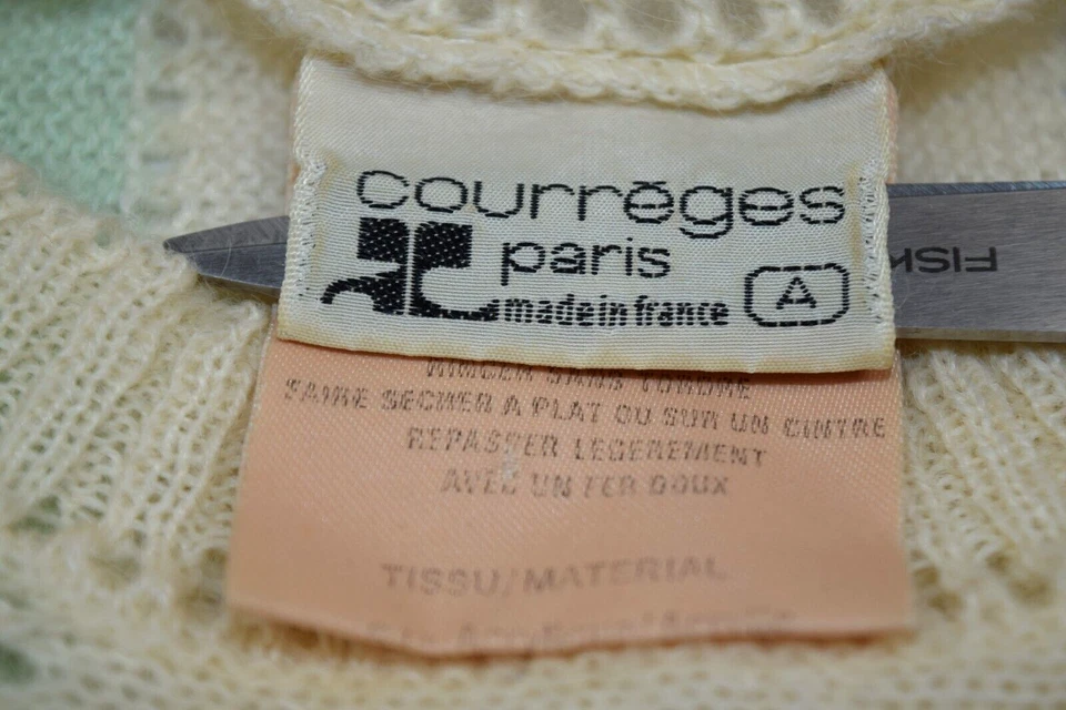 Suéter Vintage Courreges Talla S 60s Panel 3 Tonos Mod Aguacate Marfil Mezcla Mohair Foto 3 de 4