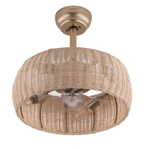 18.5" Rattan Caged Ceiling Fan Light Bamboo Fan Chandeliar for Bedroom w/ Remote - Picture 13 of 20