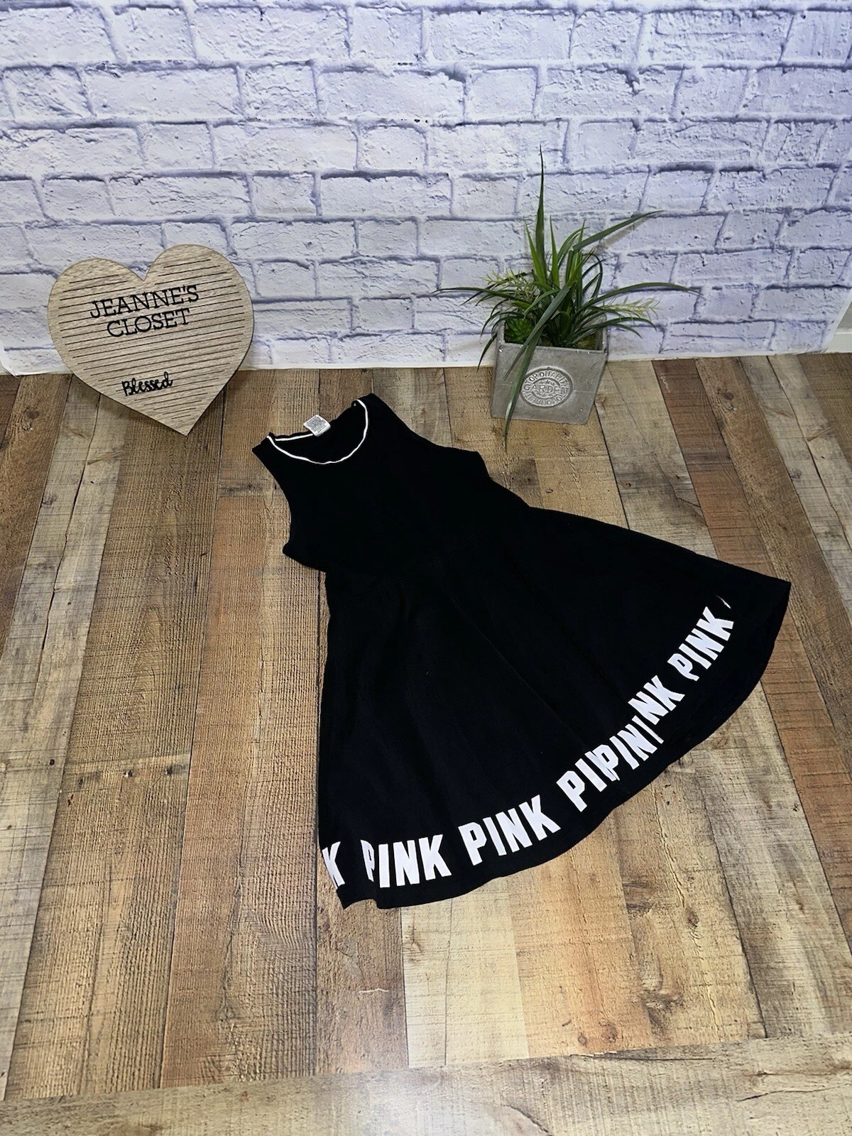 UNDERCOVER ROSA Victoria Secret abito sportivo donna senza maniche nero taglia L