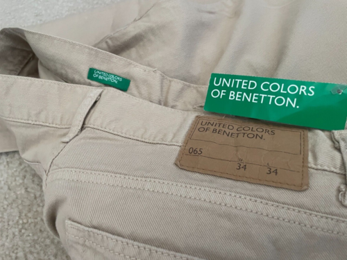 United Colors of Benetton Flat Front Denim Pants Mens 34x34 Khaki - Picture 4 of 4
