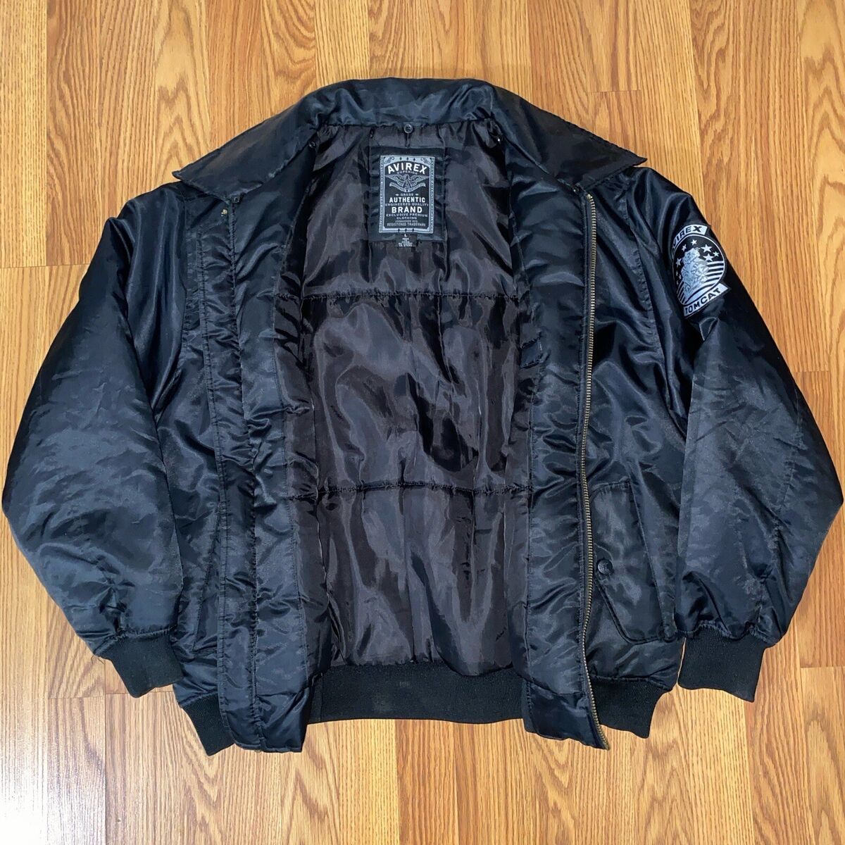 Avirex Nylon Bomber Flight Jacket Black Size Large Polyester Avirex Nylon Bomber Flight Jacket Black Size Large Polyester