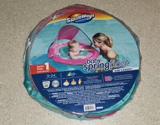 Swimways Baby Spring Float with Sun Canopy 9-24 months, Pink, Swim Step 1