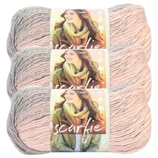 (3 Pack) Lion Brand Yarn 826-225H Scarfie Yarn, Pink/Silver