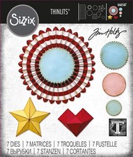 New Retired Sizzix Thinlits 7pc Rosettes #666567 Retail $20.99 Tim Holtz Vault