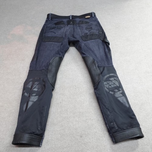 G-star Raw Jeans 33 x 28 Blue Black Artwork 3D Relaxed Button Fly Leather Denim - Picture 16 of 23