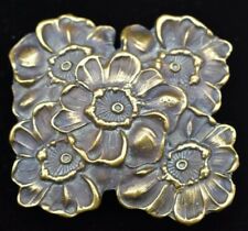 1970s Handmade Hippie Flowers Solid Brass Vintage Belt Buckle