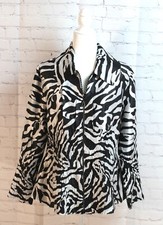 A ~ Jerry T Zebra Print Jacket Lightweight ~ Black / White ~ Size Large