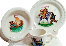 LENOX HEIRLOOM COLLECTION  *CHINA BEARS* CHILD 3 pc. SET CUP AND BOWL & PLATE