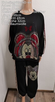 Mickey Mouse Glitzer Jogginganzug Größe 40-44 Einheitsgröße 