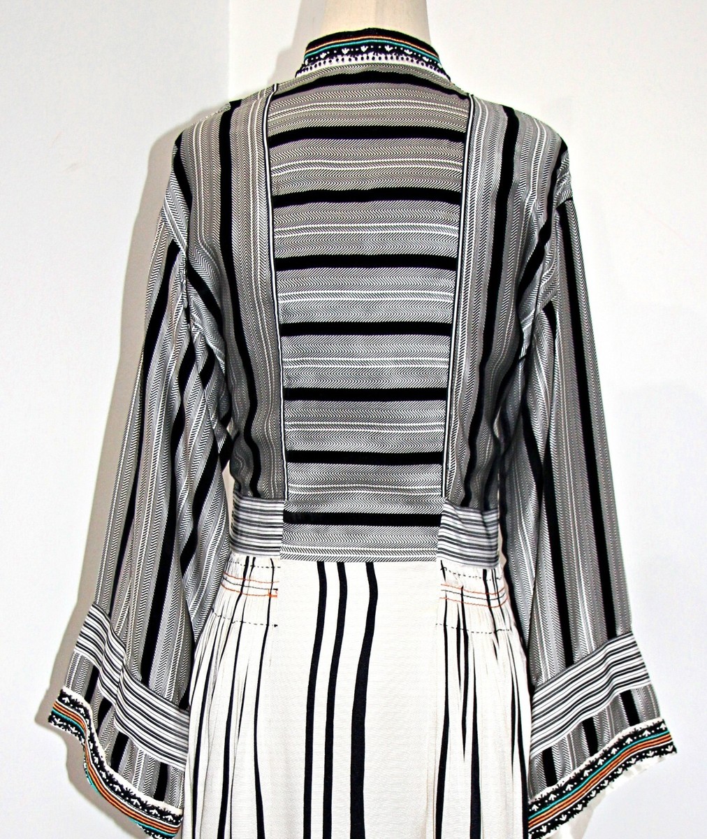 ETRO 'Abito Amber' Beads Embroidered Silk Striped Dress sz