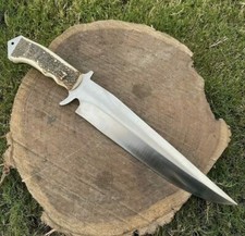 Custom Handmade D2 Steel 16" Long Blade Bowie Hunting Knife With Leather SHEATH