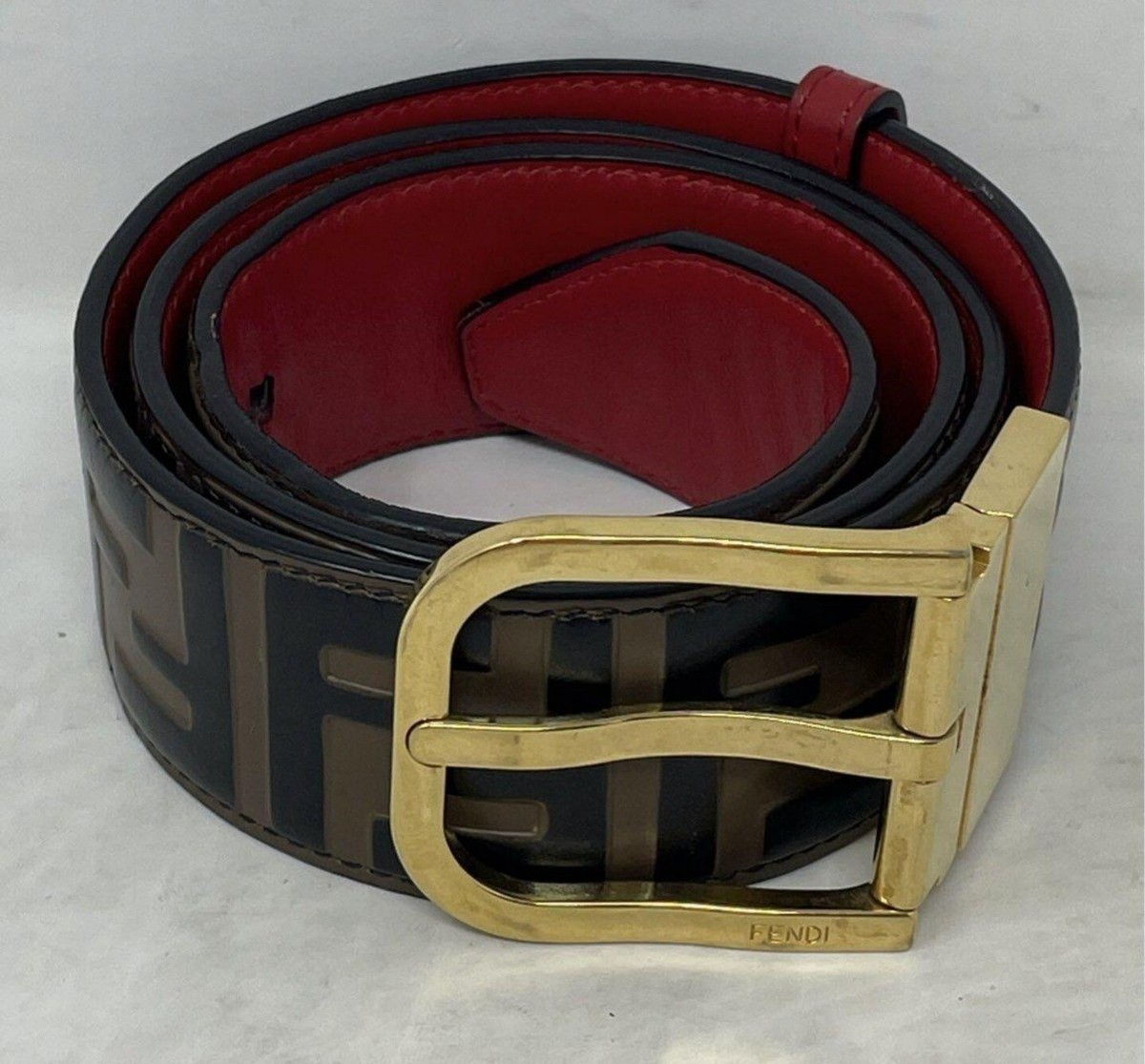 fendi brown leather belt