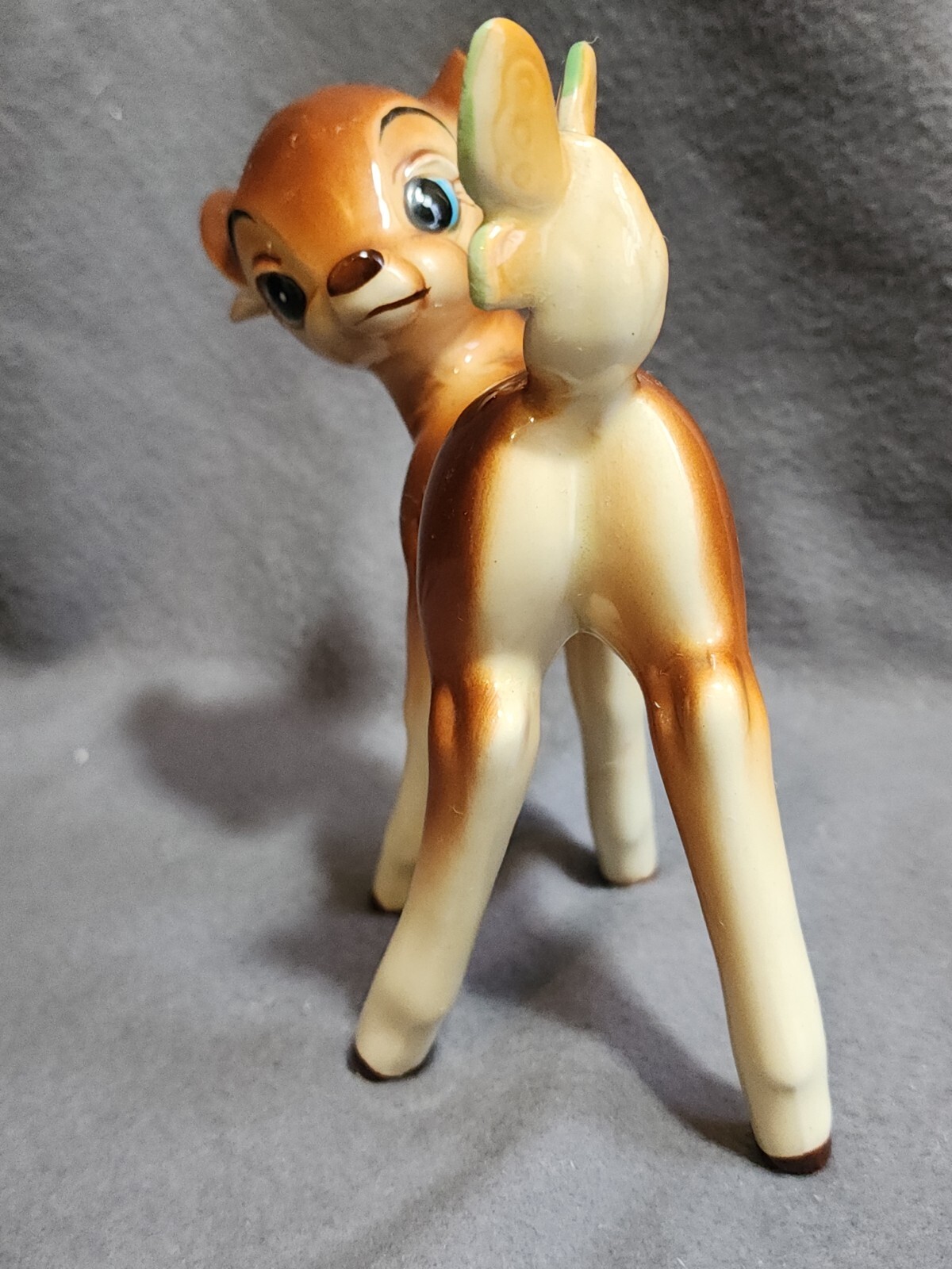 Vintage DISNEY Bambi with Butterfly On Tail 5.5" Figurine Japan EUC