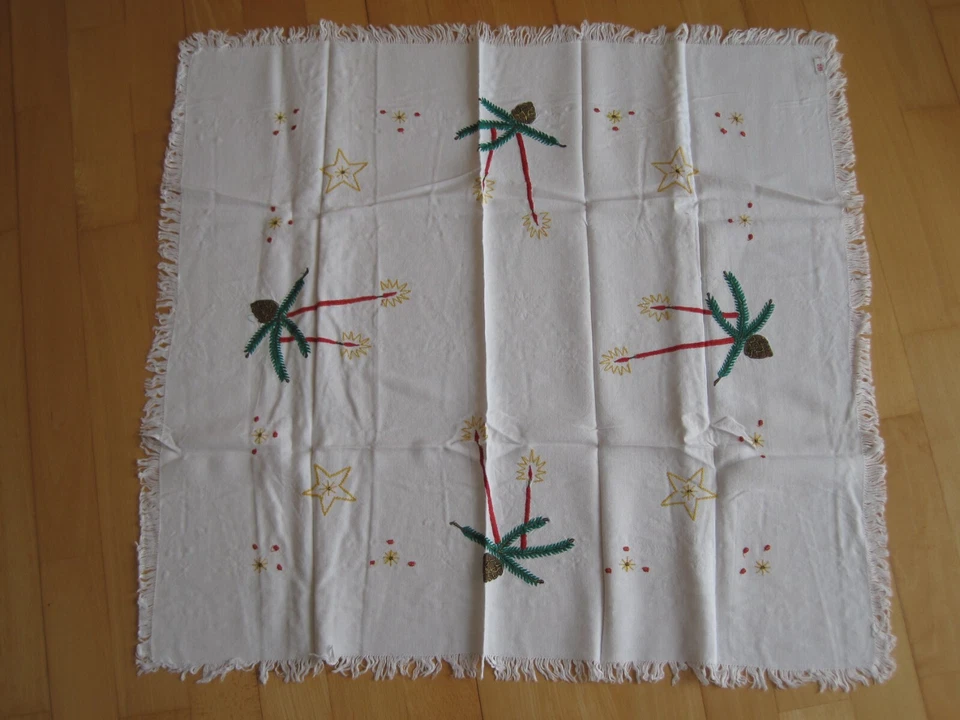 Weihnachten Mitteldecke Tischdecke viereckig 70x70 bestickt retro