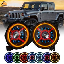 9"inch LED RGB Halo Beam Headlights for Jeep Wrangler JLU Gladiator JT 2018-2025