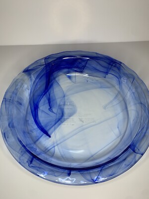 Pyrex Glass Watercolor Swirl Blue Lagoon Pie Plate C209