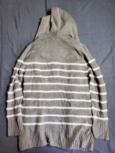 US Polo Assn. Girl Open Hooded Cardigan Sweater White Stripes size L (14/16) - Picture 7 of 8