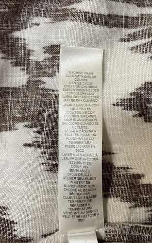 Chicos Linen Open Front Ikat Printed Jacket White & Brown Geometric Sz 3 - Picture 9 of 9