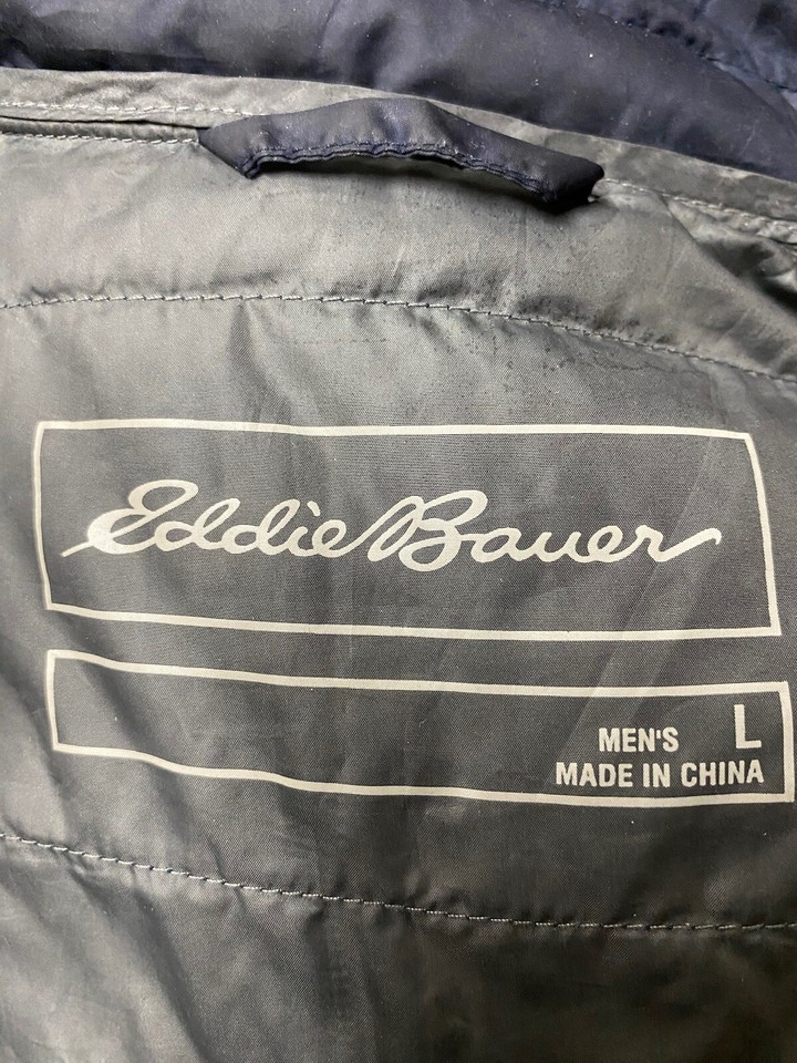 Eddie Bauer 650 Down Jacket Mens Large Blue Puffer Used eBay