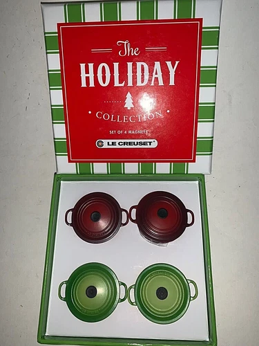 Set Of 4 LE CREUSET  Holiday Collection Dutch Oven Magnets - NEW