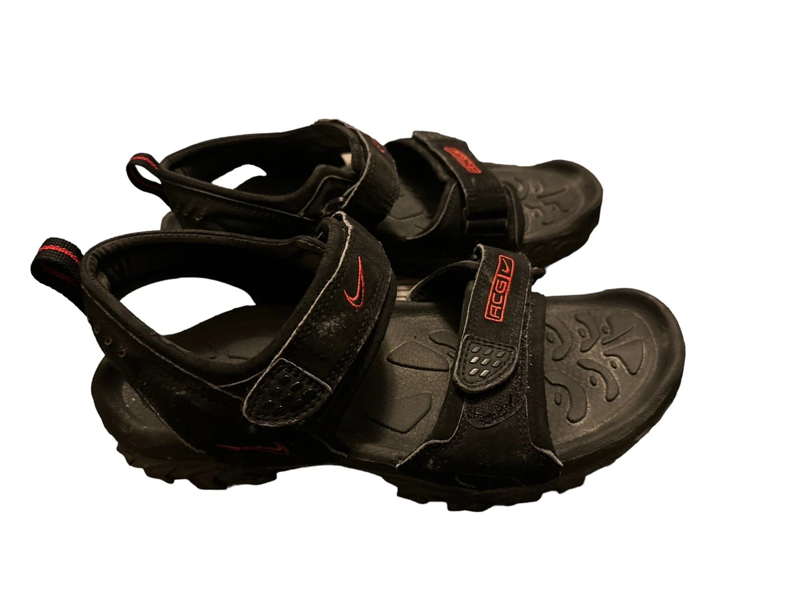 Scarpe sandali sportivi Nike 305375 201 ACG nero e rosso doppio cinturino uomo US 13