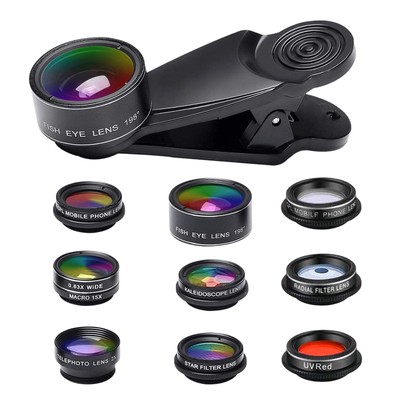 Handy-Objektiv-Set, 10-in-1 Handy-Kamera-Linsen-Set, Weitwinkel-198-Fisheye-Obje