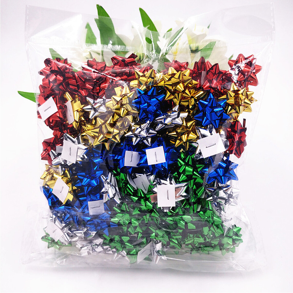 100PCS Mini Gift Wrap Bows Christmas Metallic Bows Self Adhesive Gifts