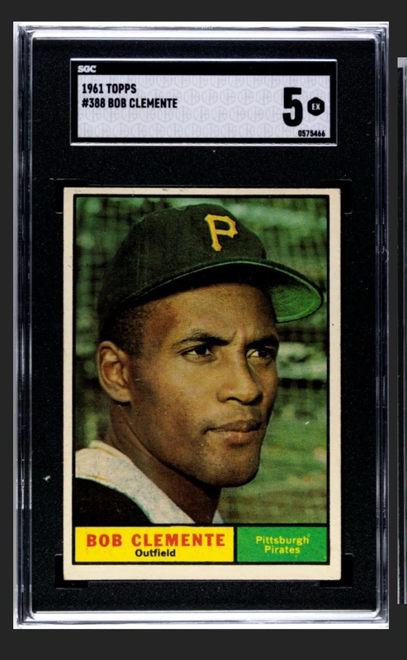 🔥⬛️Bob ROBERTO CLEMENTE🟨🔥1961 Topps #388 EX SGC 5 Piratas de la corte de colección Foto 3 de 4