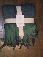 Threshold Navy Blue  Hunter Green Woven Wool Blend Throw Blanket 50  x 60  New