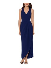 XSCAPE Womens Tulip Maxi Dress Navy Sleeveless Evening Juniors 6
