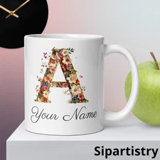 Personalized Mug Custom Text Mug Floral Name Gift Coffee Funny Ceramic 11oz Cup