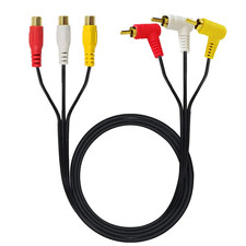 RCA Audio Video Cable - Gold Plated 90 Degree Right Angle 3 RCA Male to Female A