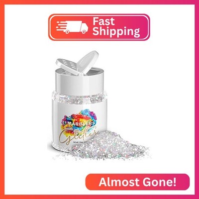 MARBLERS Holographic Glitter [Mixed Silver] 1.5oz (42g) | Chunky | Non-Toxic, Ve