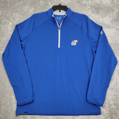 Kansas Jayhawks Adidas Golf Men's Medium 1/4 Zip Pullover Blue Performance Logo
