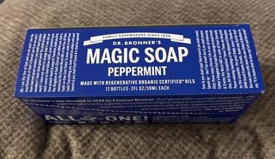 Dr Bronner s 18 in 1 hemp peppermint pure castile Liquid Soap, 2oz Ea, 12 Ct Box