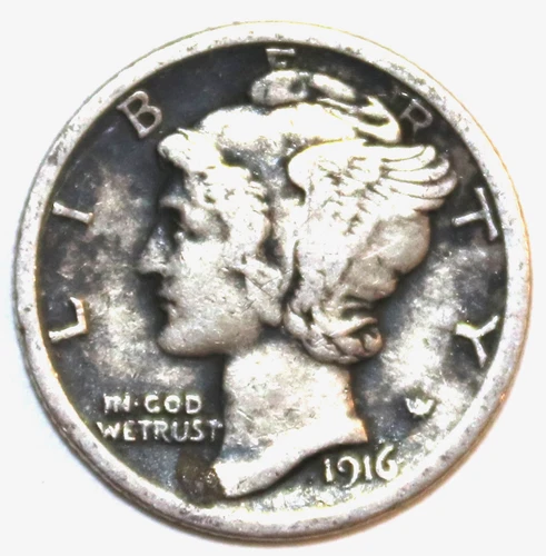 1916-P Mercury Dime - Very Fine/Extra Fine - #0253ED - FREE SHIPPING