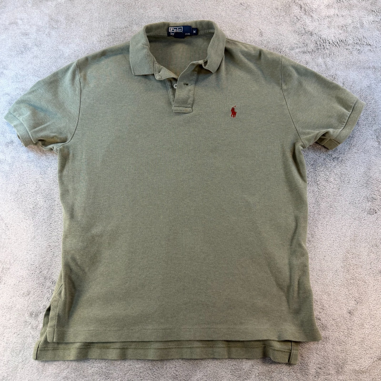 Polo Ralph Lauren Polo Shirt Men Medium Green Short Sleeve Cotton